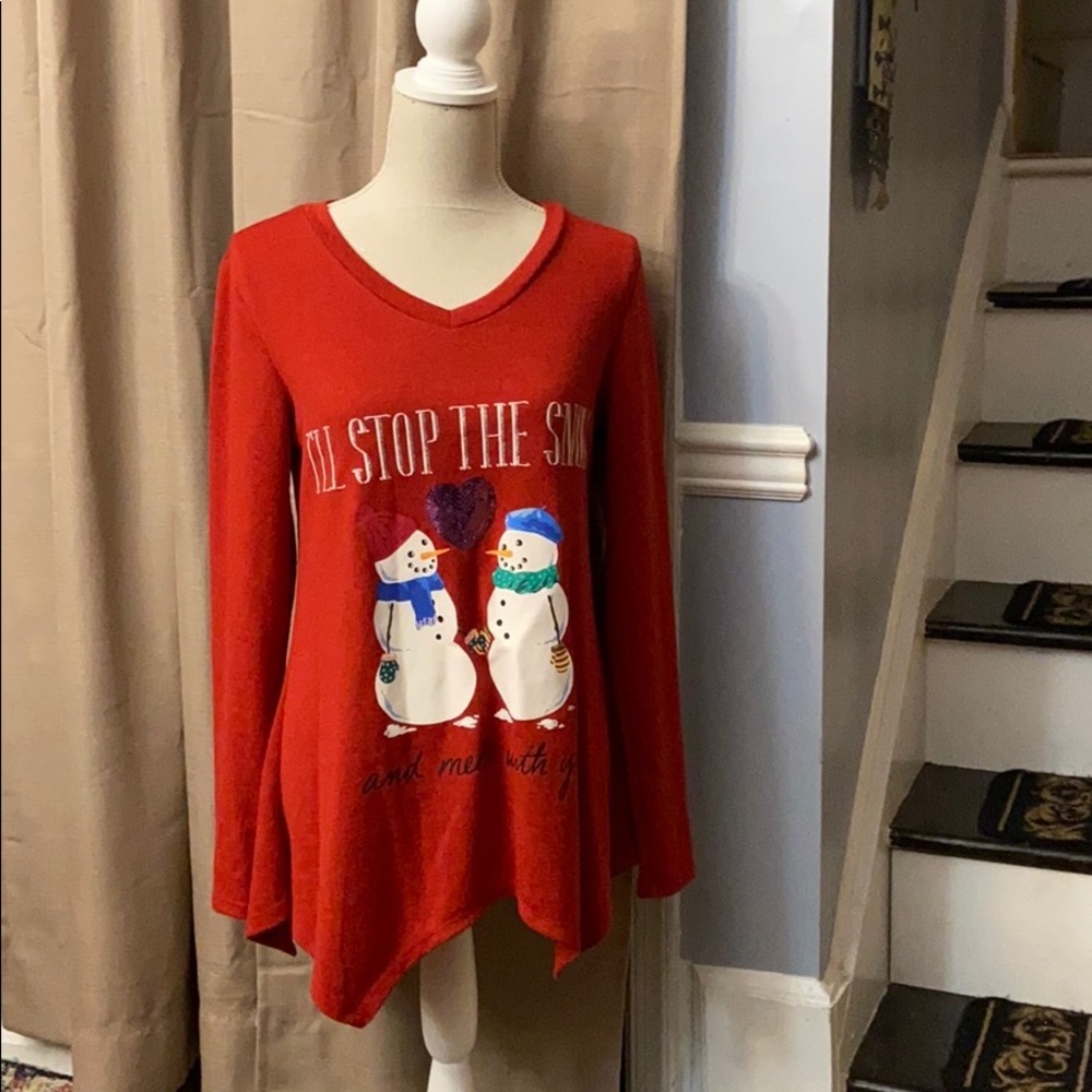 Winter Holiday Light tunic top, size small